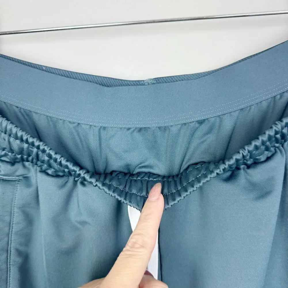 GYMSHARK | Teal Layered Drawstring Waist Track Pants with Stripe Men’s Size M